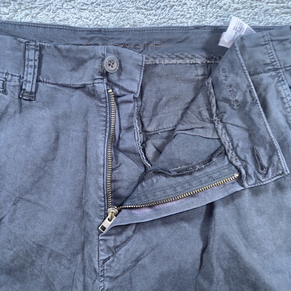 American Eagle Flex Mens Dk Gray Stretch Chino Flat Front Pants Sz 36x34 - Picture 8 of 13